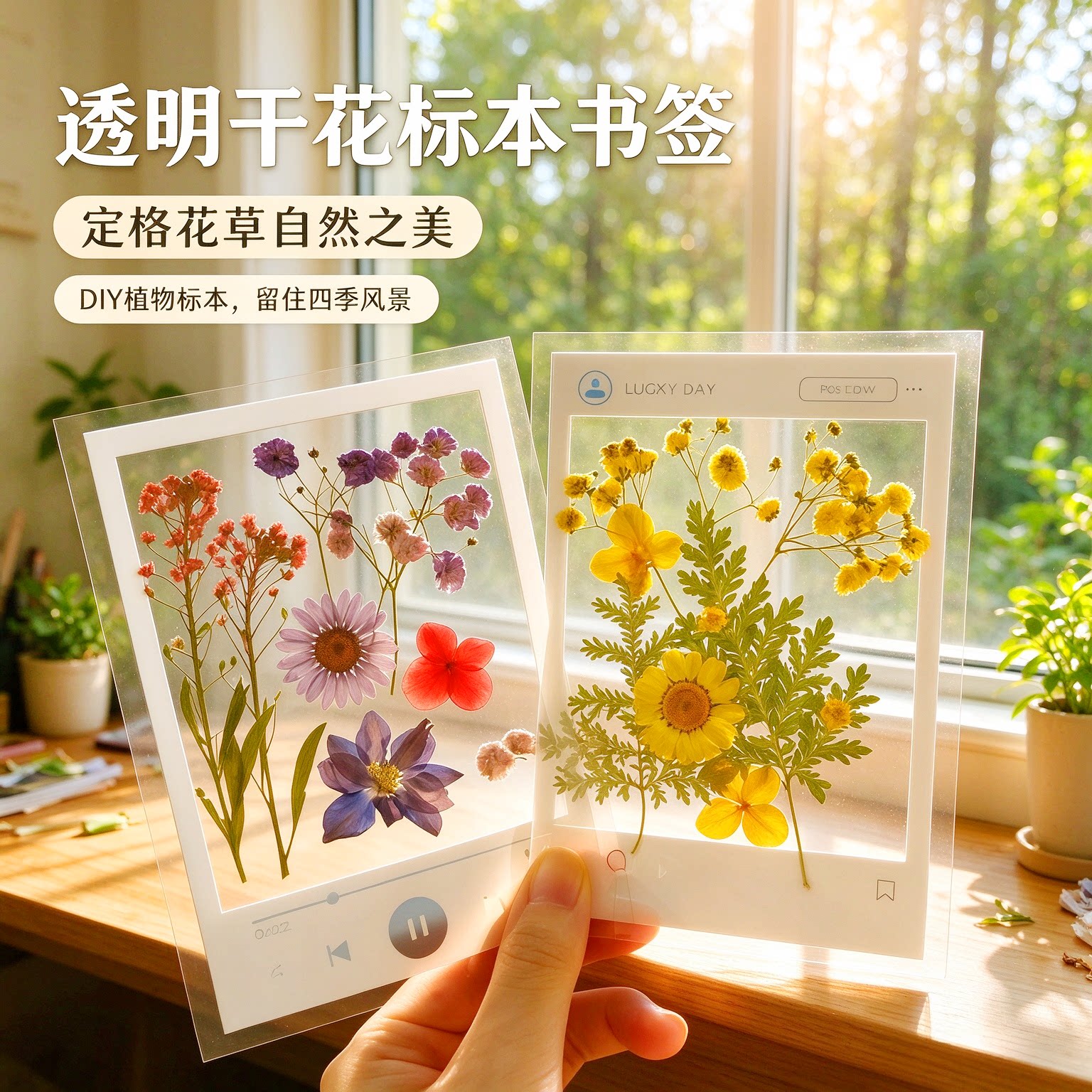 儿童开学礼物透明玻璃书签DIY