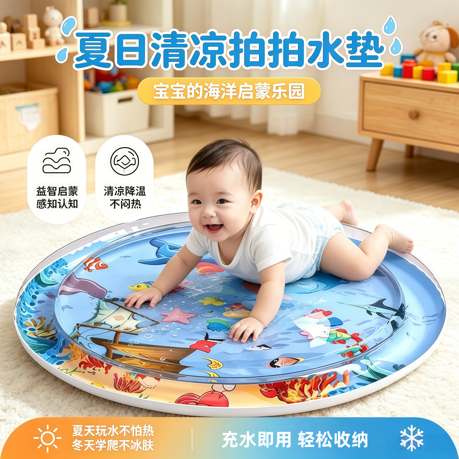 婴儿早教益智学爬拍拍水垫