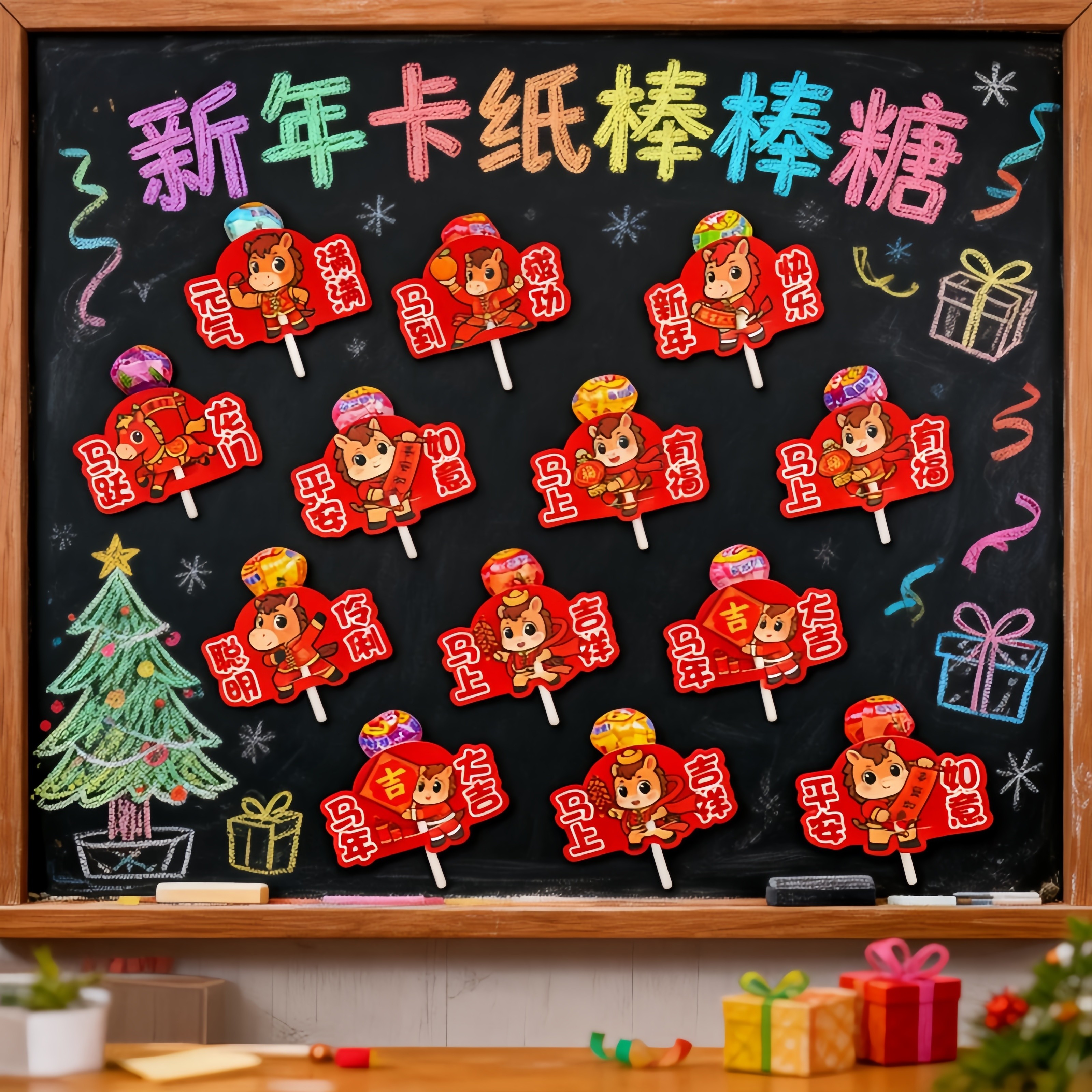2026马年棒棒糖插卡纸儿童商场节日布置新年棒棒糖奖励学生小零食,零食/坚果/特产,传统糖果,淘宝优惠券,粉丝福利购,淘宝优惠卷