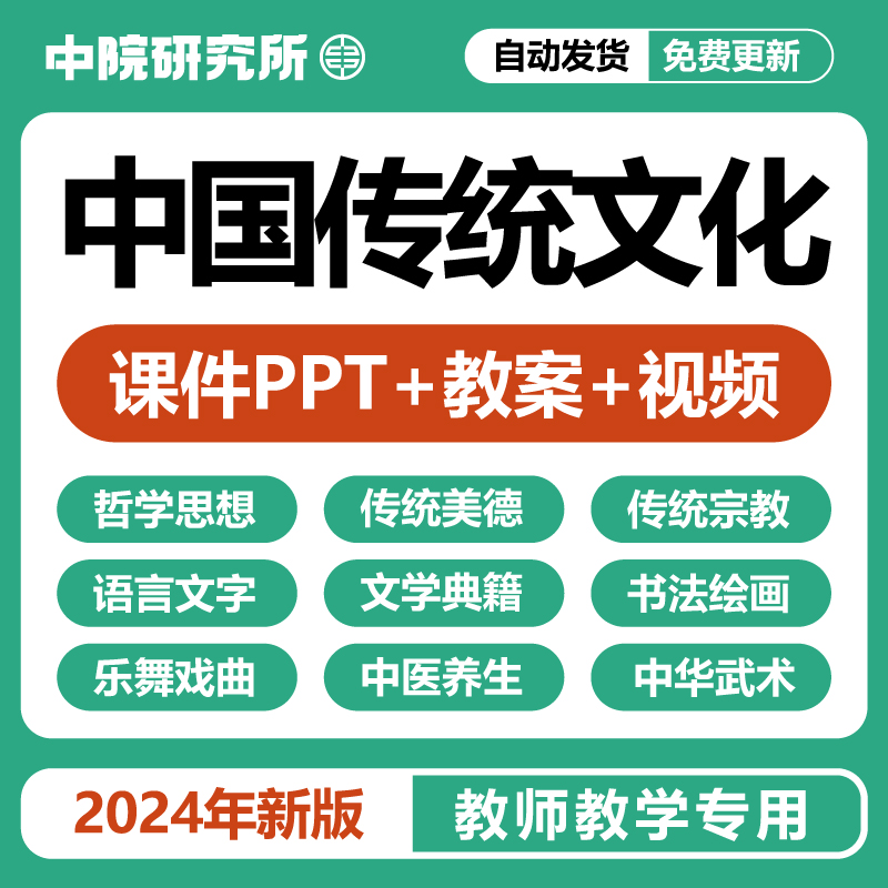 中国传统文化教学课件PPT教案视频哲学思想传统语言文字书法绘画