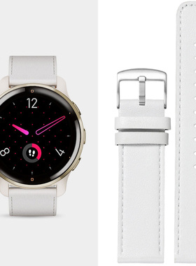 适用Garmin佳明venu2/2s/2Plus真皮手表带女款265M时尚运动245M Vivoactive3 vivomove HR music替换表带腕带