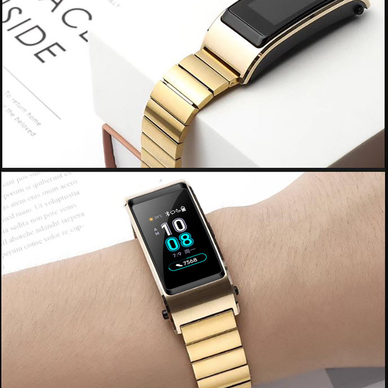 适用Huawei/华为手环B7/B6/B5表带替换带手表B3运动版钢带腕带b2/b3/b5/b6/b7通用金属备用配件钢带男 非原装