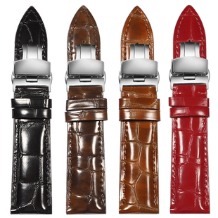 头层牛皮表带 dw鳄纹真皮手表带男柔软牛皮表链女配件代用华为watch3GT 天梭阿玛尼罗西尼卡西欧浪琴天王表带