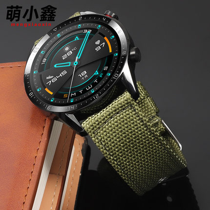 适用华为GT4手表GT2表带watch3Pro编织军绿色尼龙智能运动WatchGT3男ecg小米Color女新款2E帆布22荣耀Magic2