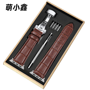 适用iwatch9表带苹果手表表带applewatch10/8/7/6/se真皮s10男s9鳄鱼纹iphonewatch女watch8高级watchse小众