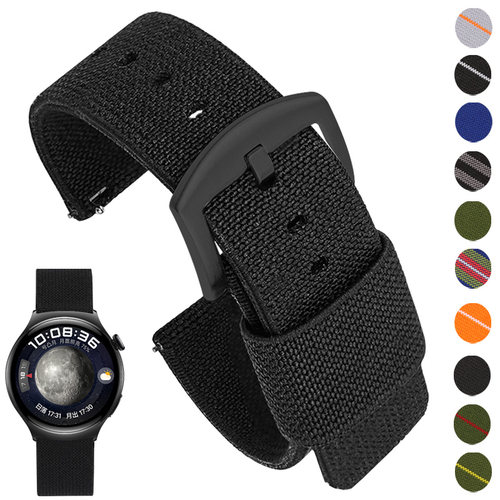 适配华为watch4pro表带编织尼龙gt4表带弹力gt3pro新款gt2华为非凡大师帆布watch3男女荣耀智能手表gt2e运动