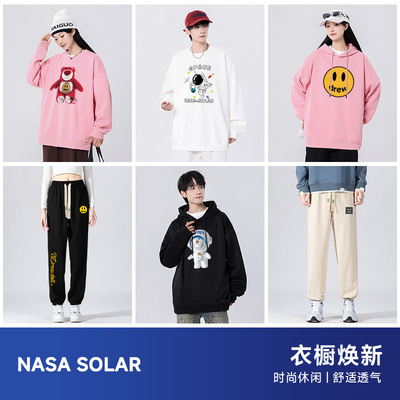 NASA联名2025春秋季时尚印花套头卫衣男女同款宽松百搭套头圆领M6