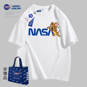NASA SOLAR联名2024夏季新款印花男女情侣同款短袖纯棉时尚潮牌