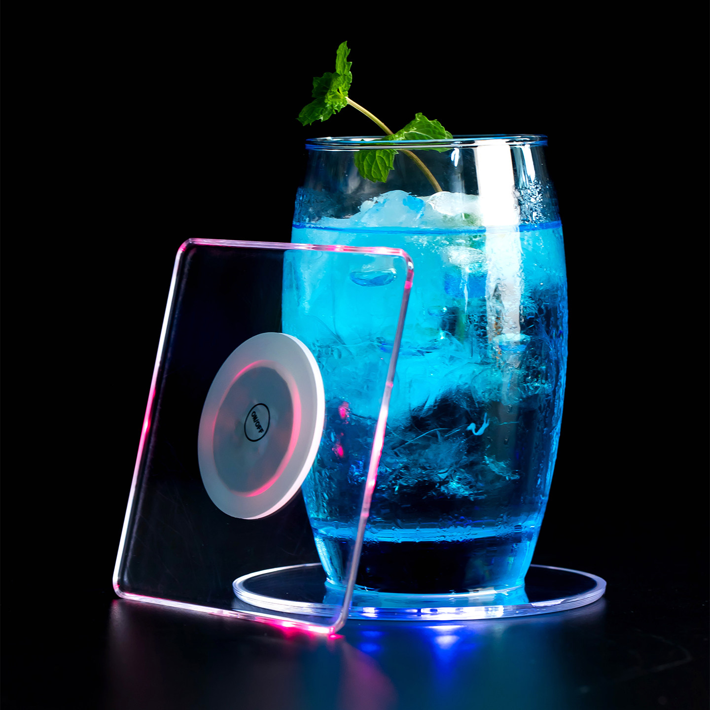 酒吧调酒杯氛围感杯垫led圆方形图片