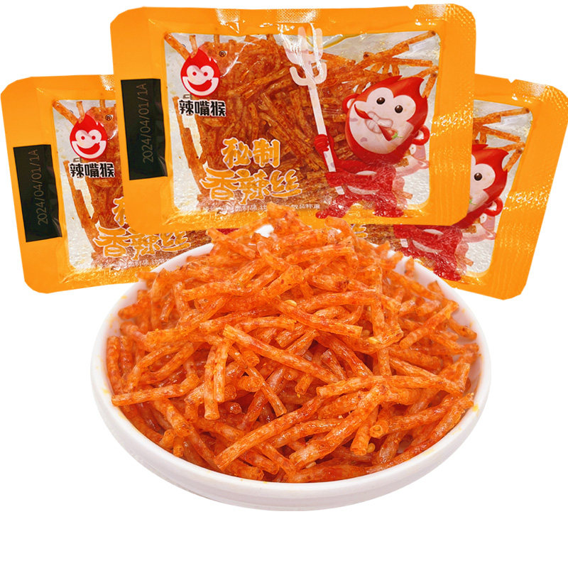 辣嘴猴香辣丝辣干子味辣条素牛筋面筋童年怀旧休闲小零食小吃散装