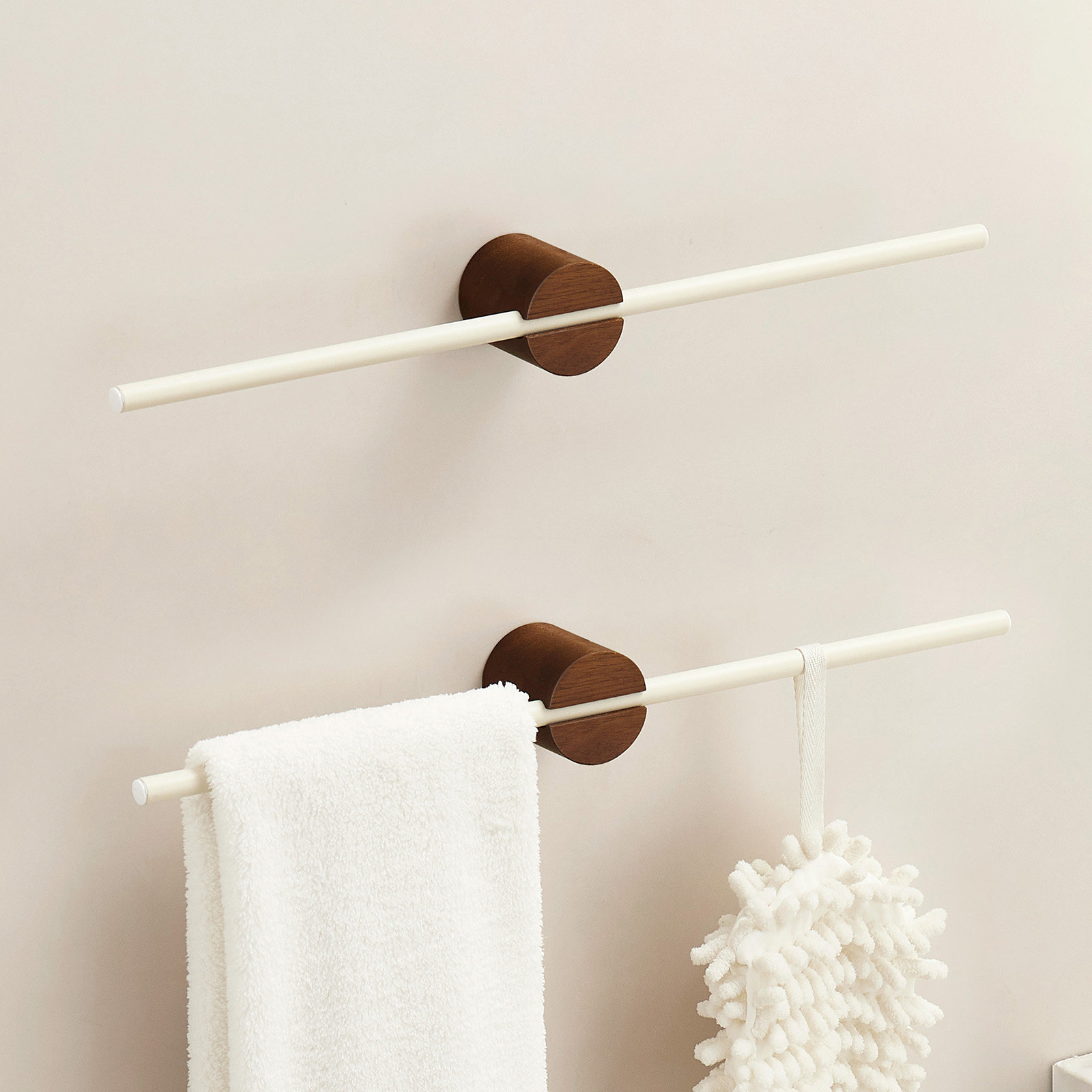 胡桃木极简毛巾架单杆