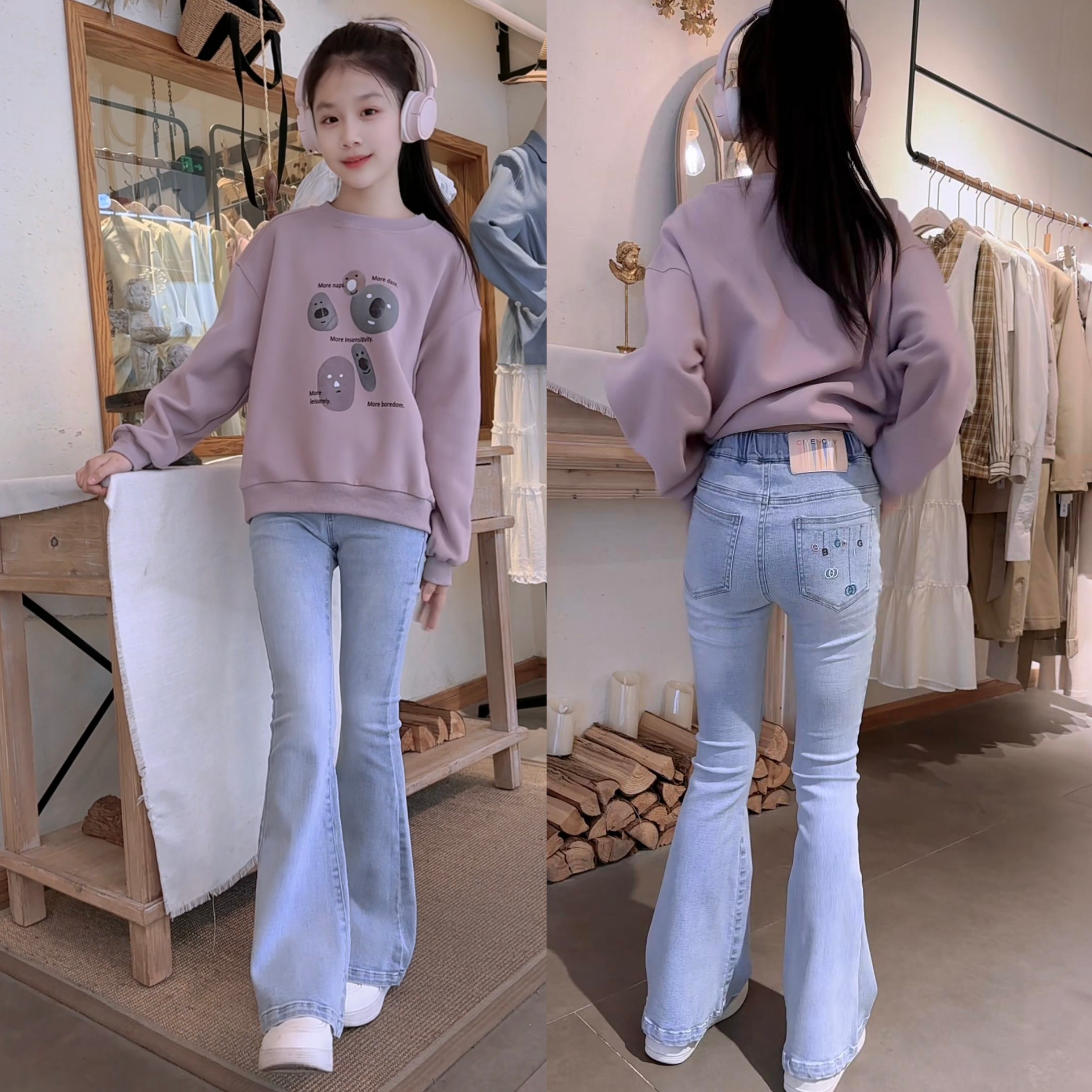 女童裤子春夏薄款2026新款儿童微喇牛仔裤春装大童女孩弹力喇叭裤