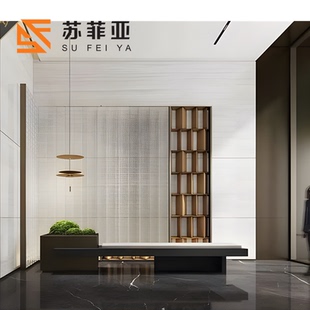 北欧轻奢艺软包沙发凳酒店大堂售楼处架空层实木大理石接待长条凳