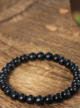 天然新疆和田玉山料墨玉老型珠手串手链古风男女手饰收藏高档礼品