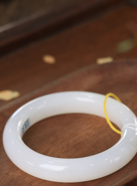 天然新疆和田玉羊脂级白玉53.3圈口手镯大气典雅古风男女手饰收藏