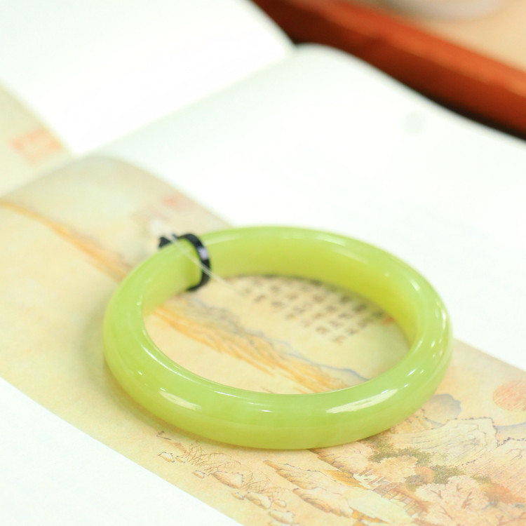 天然新疆和田玉若羌黄口料57.5圈口手镯大气典雅古风男女手饰收藏