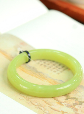 天然新疆和田玉若羌黄口料57.5圈口手镯大气典雅古风男女手饰收藏