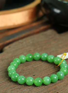 天然新疆和田玉俄罗斯老坑碧玉10mm手串手链古风男女手饰收藏礼品