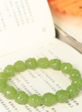 天然新疆和田玉山料若羌黄口料貔貅手串手链古风男女手饰收藏礼品