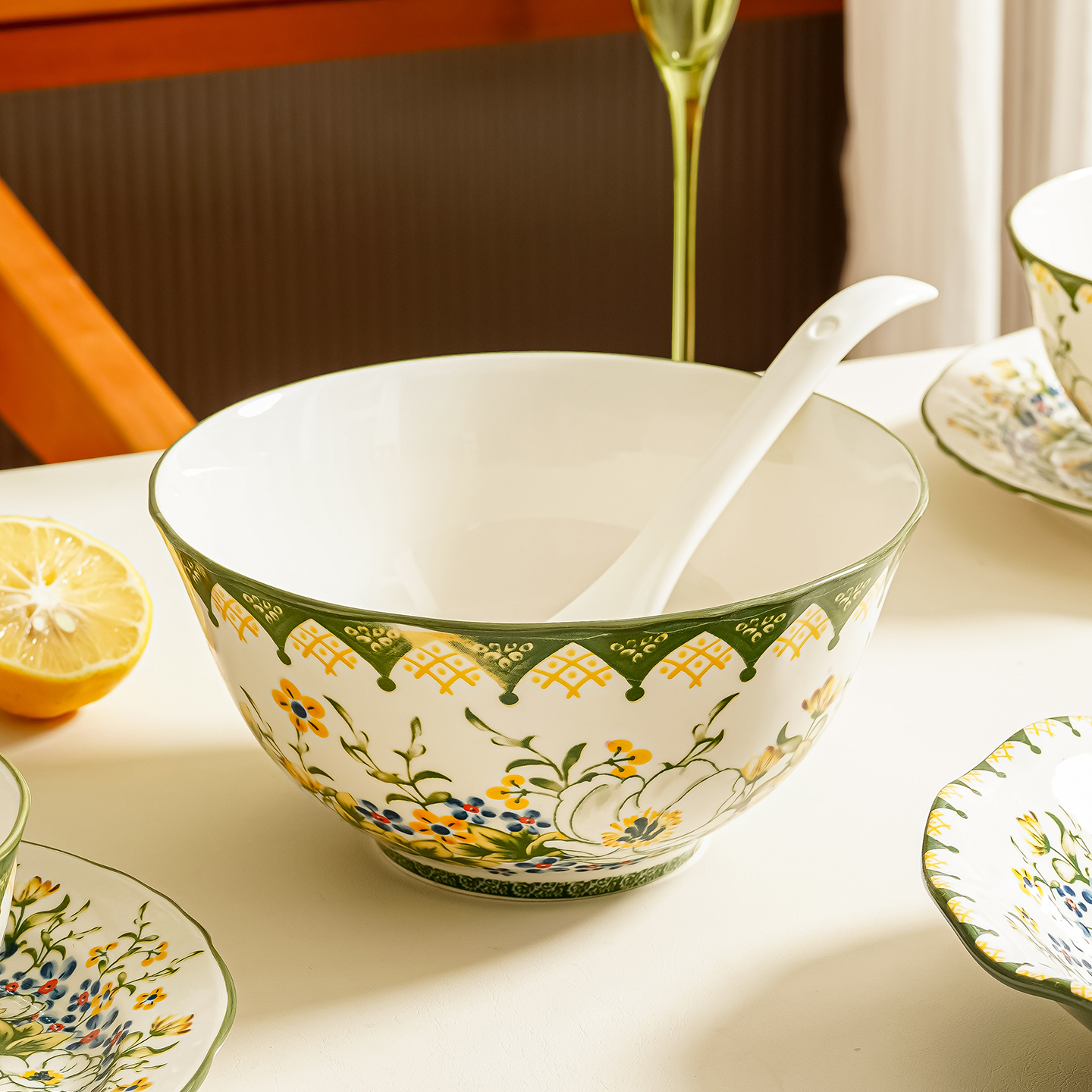 釉下彩波兰茉莉系列北欧风碗盘套装创意实用餐具礼盒组合家用陶瓷