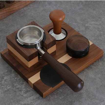 北美黑胡桃咖啡布粉器压粉座收纳木座手柄支撑镇压座51/53/58通用