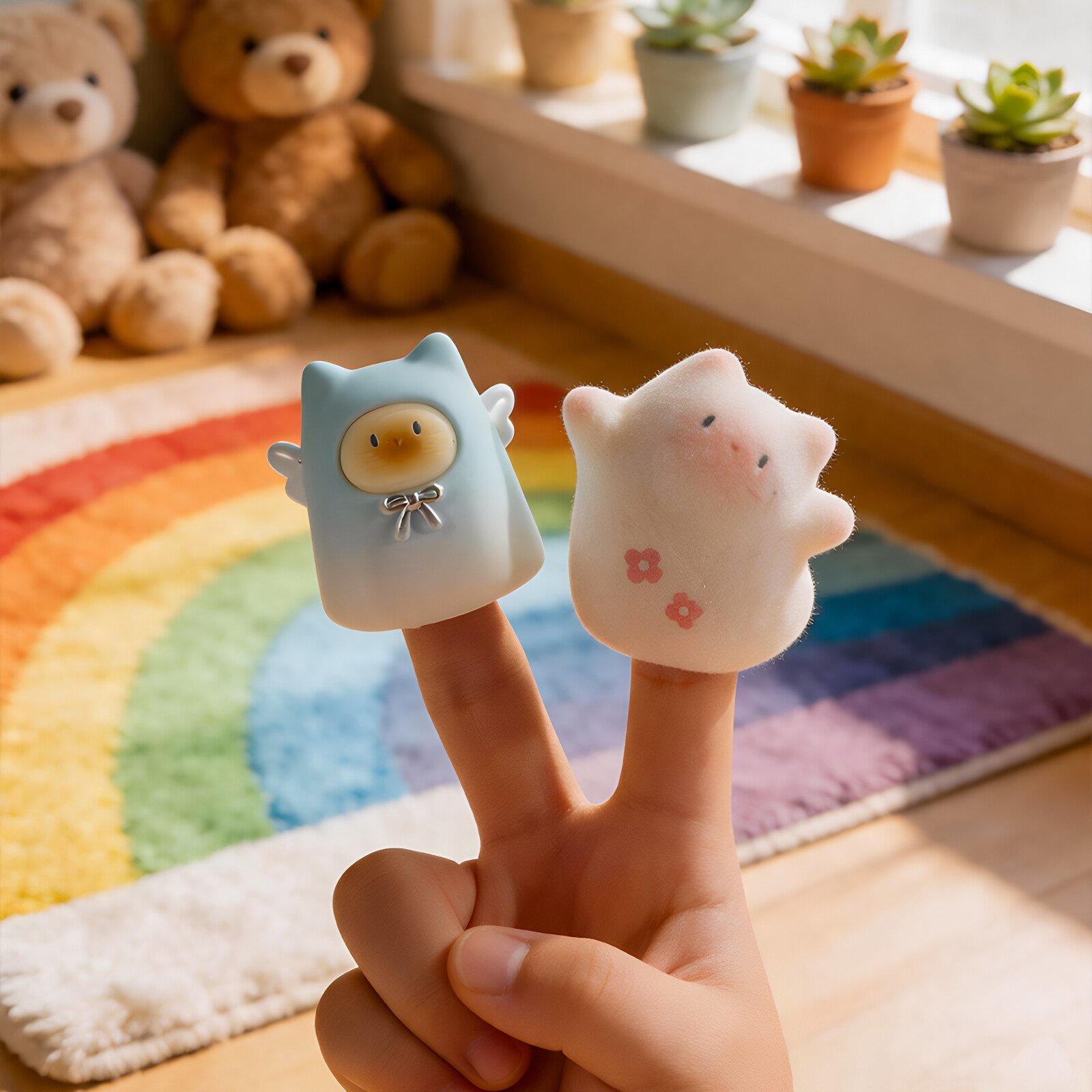万圣节猫咪幽灵指偶盲盒可爱小猫创意桌面装饰少女心女生出片道具