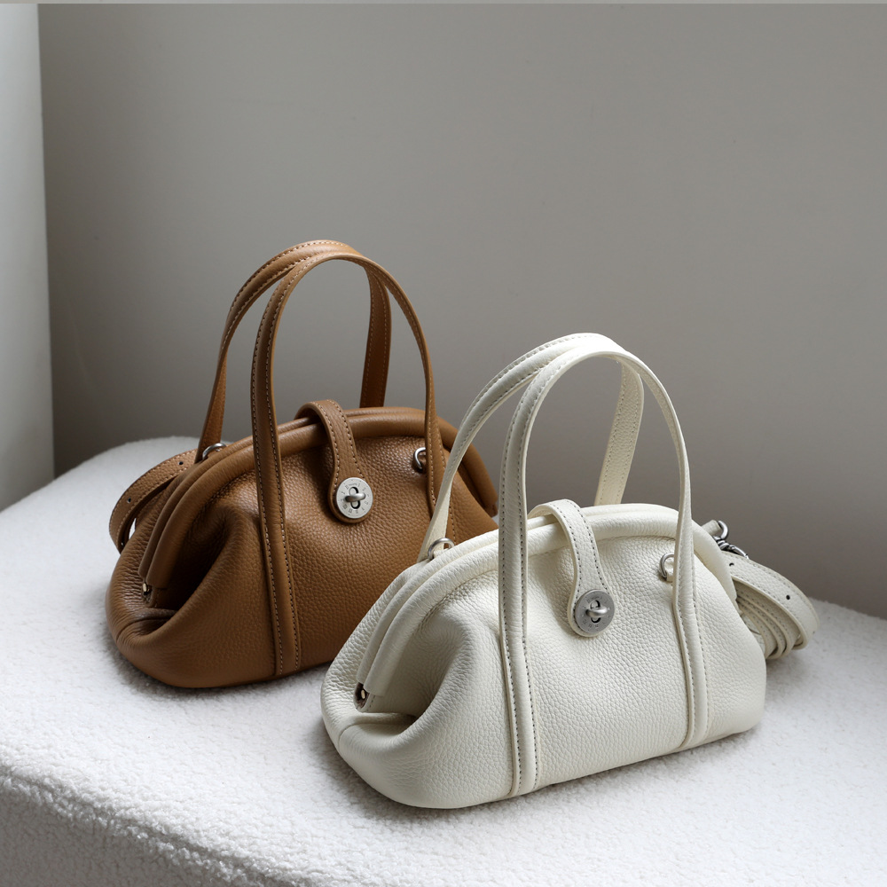 明星同款真皮包包小众通勤女包头层牛皮贝壳包斜挎单肩手提夹子包