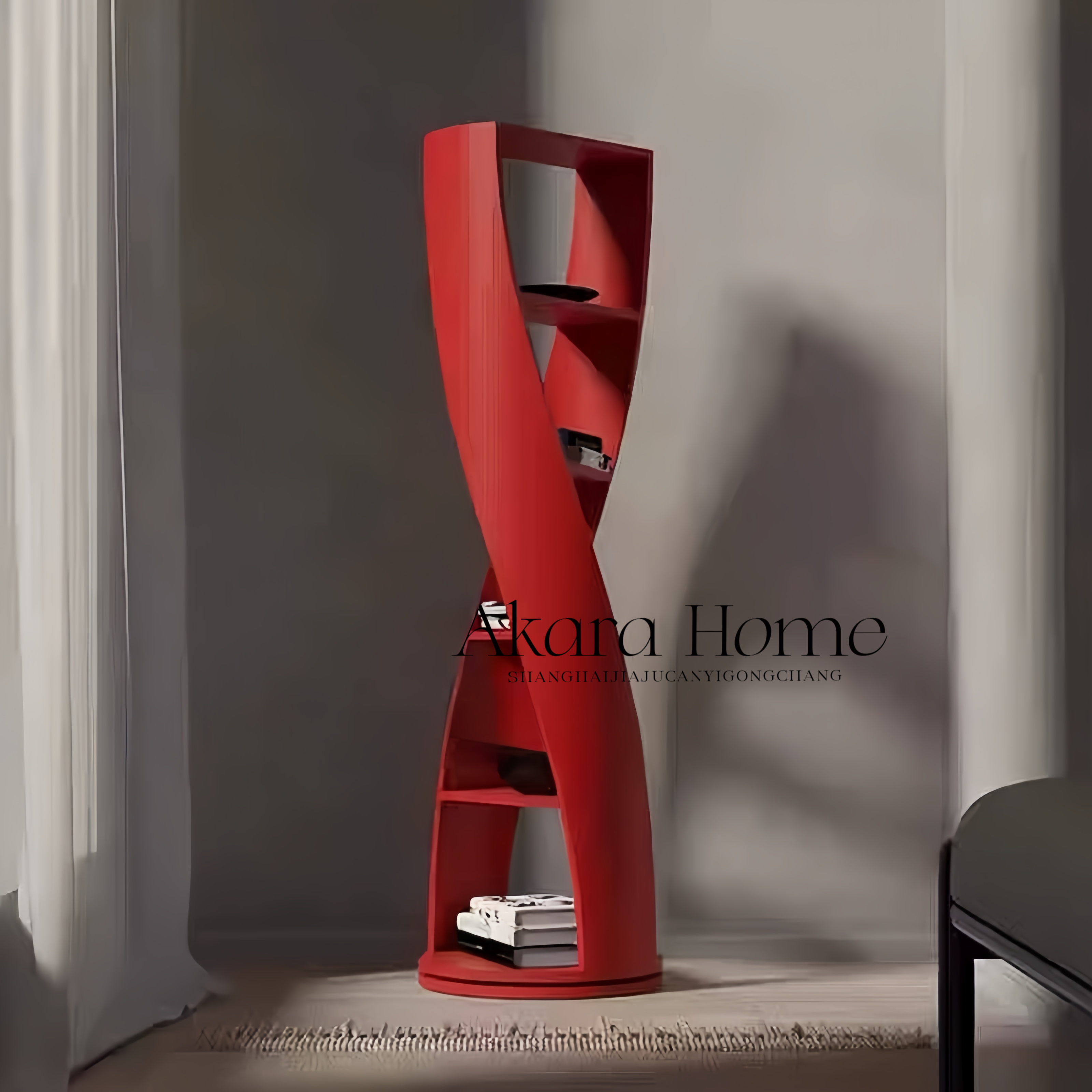 北欧现代简约实木异形书架圆形置物架客厅装饰架展示架书房书架