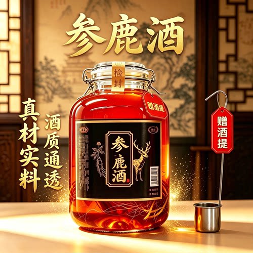 望坊参鹿酒52度5000ml*1坛 正品保障家用礼节馈赠常备好酒 赠酒提