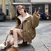 新款 美式 加厚羊羔毛绒冲锋衣外套女2025冬季 休闲百搭棒球棉服夹克