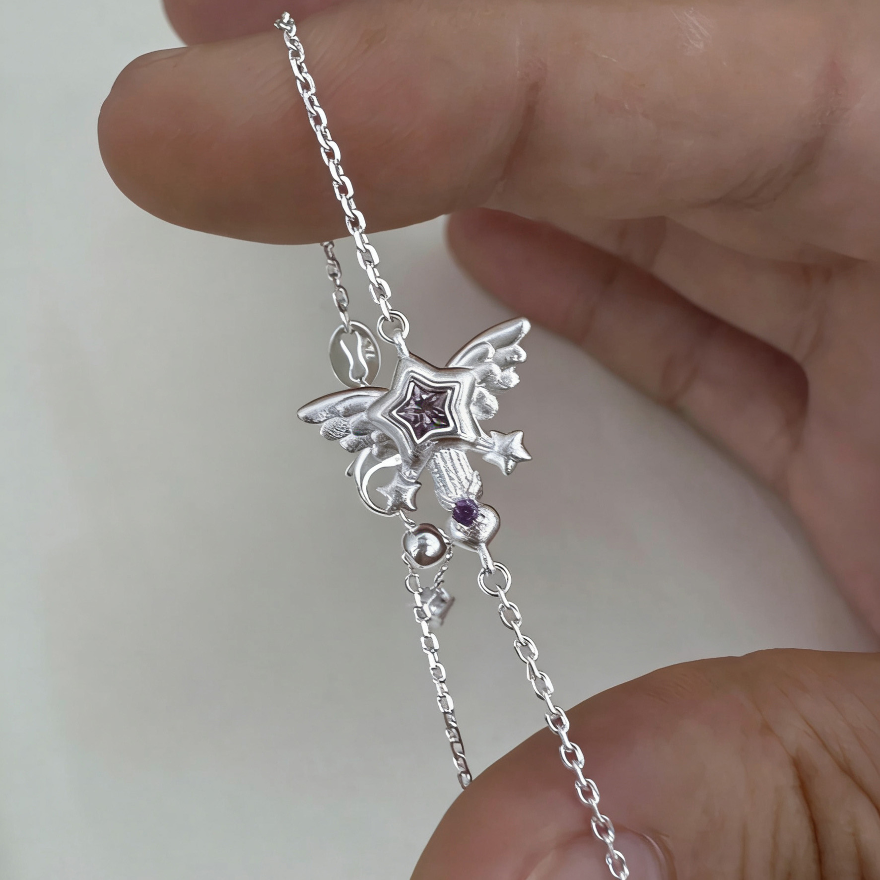 星星天使吊坠项链女款