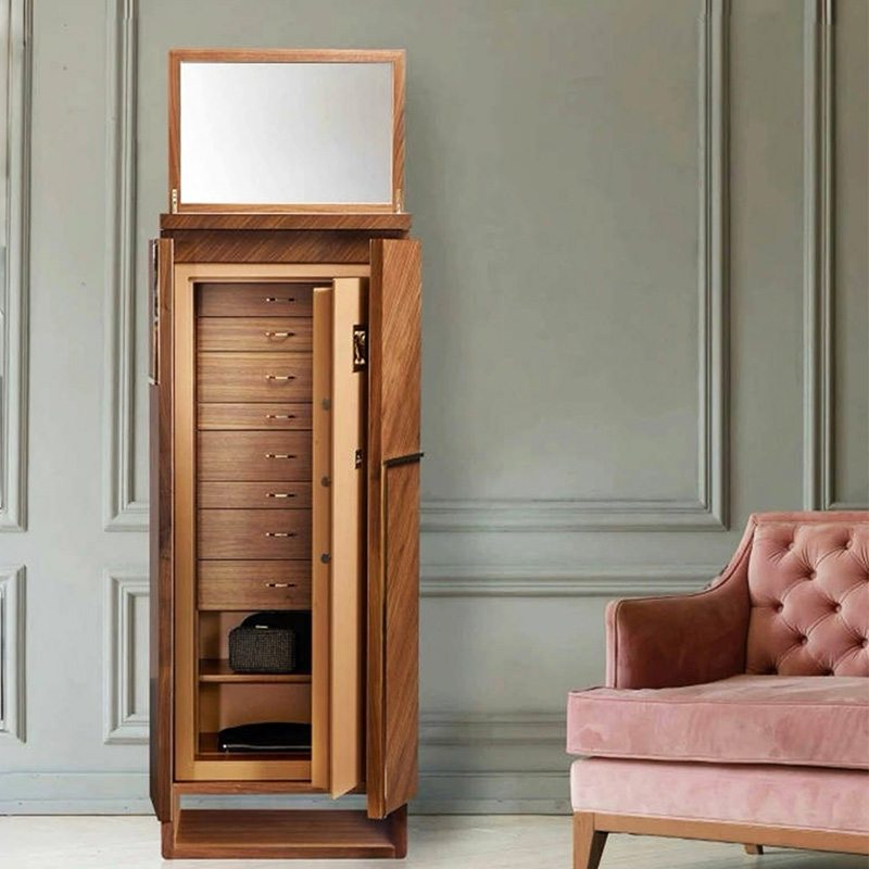 轻奢首饰柜指纹锁别墅家用保险柜意式高端设计师款实木珠宝收纳柜