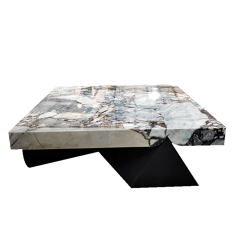 滑哈哈大理石轻奢茶几不锈钢
