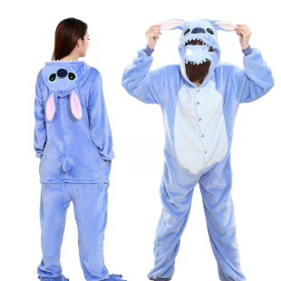 Stitch Cartoon Flannel One Piece Pajamas史迪奇法兰绒连体睡衣