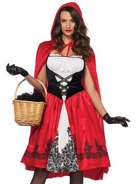 Halloween hooded shawl dress万圣节红色连帽披肩拼接吊带连衣裙