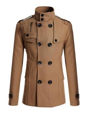 Long, double-breasted slim-fit tweed coat 双排扣长款毛呢外套