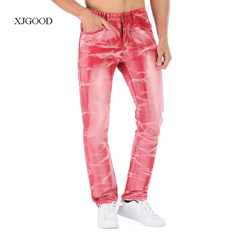 男士拉链直筒牛仔长裤