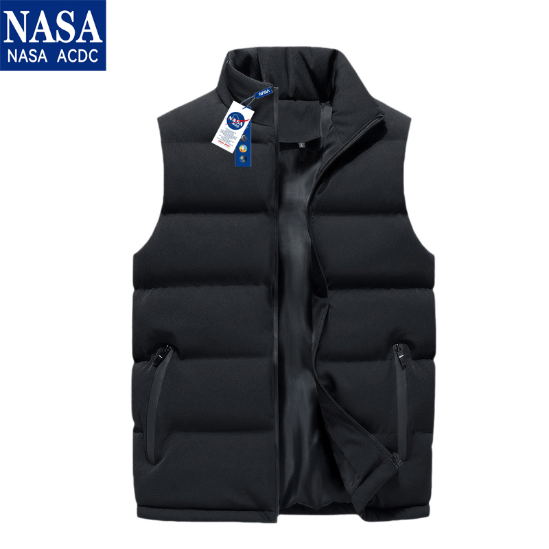 NASA ACDC男士羽绒棉马甲夹外穿冬季加厚保暖无袖大码背心潮坎肩