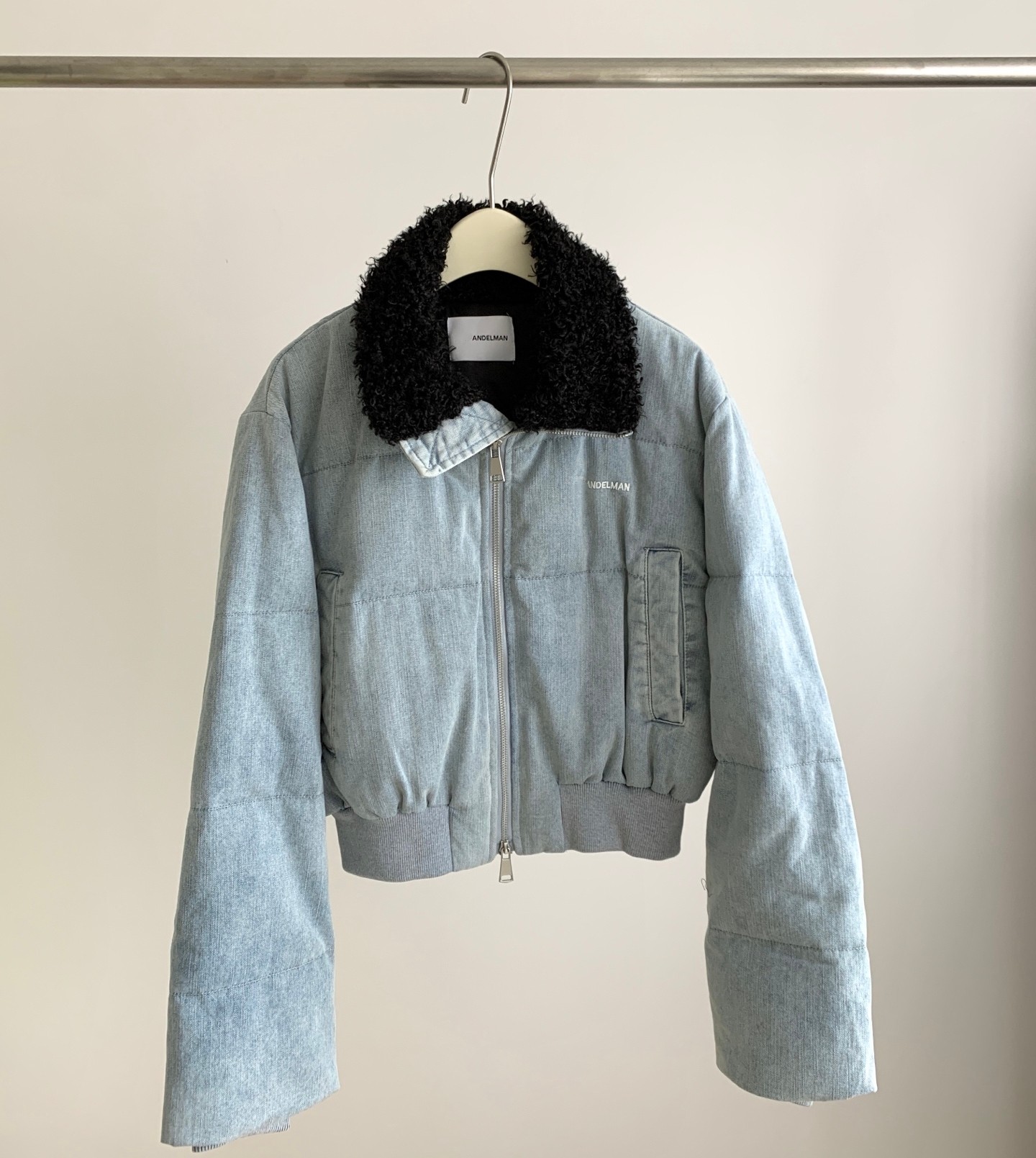 【木】AN2025冬新款包上恩同款复古水洗牛仔高腰短款羽绒服