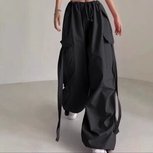 Streamer, low-rise corset cargo pants 飘带低腰束脚宽松工装裤