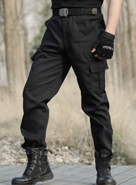 Black Multi-Pocket Durable Cargo Pants男士黑色多兜耐磨工装裤