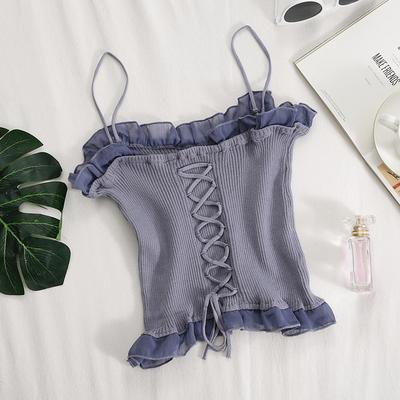 女士木耳边针织吊带背心