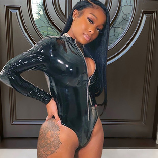 Nightclub PU Leather Shiny Jumpsuit 夜店紧身性感PU亮面连体衣