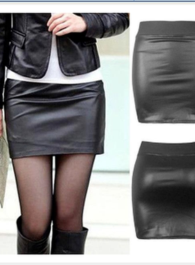 korean style faux leather bottoming skirt 韩版女士漆皮打底裙