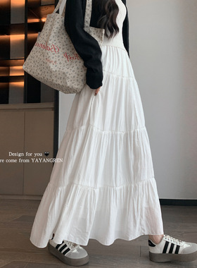 A pure and simple white cake dress清纯简约风格白色长款蛋糕裙