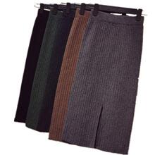 elastic skirt band black skirts skirt mid-long winter