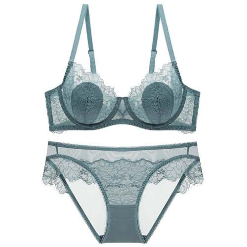 rabbit cup thin transparent big lace set womens bra size