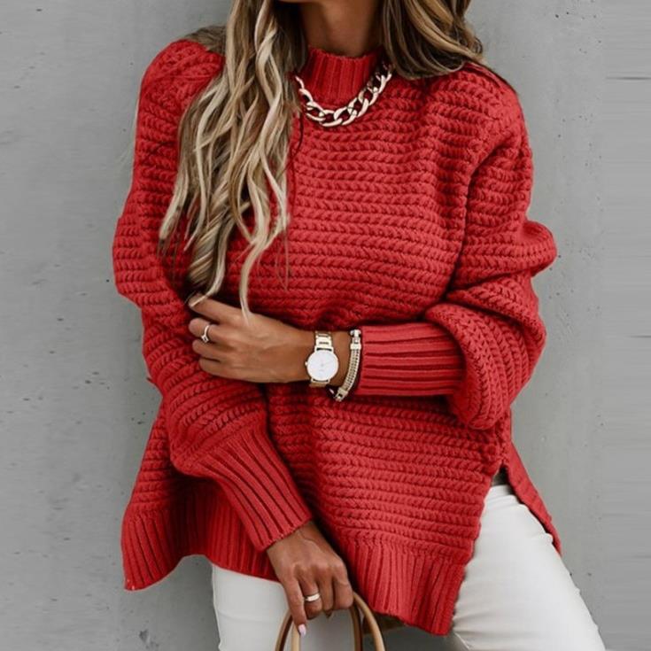 loose high split autumn clothes fashion pullover women warm