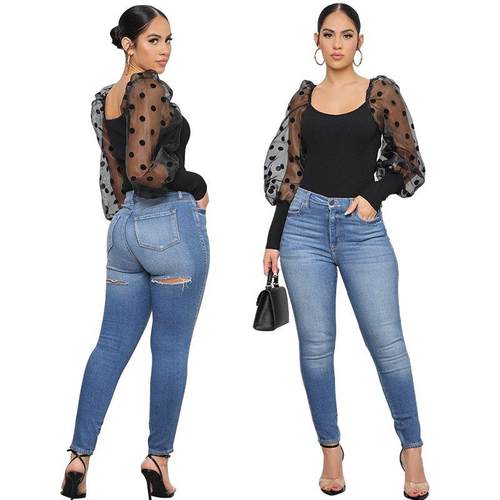 Long-sleeved T-shirt for women hot girl top slim fit small