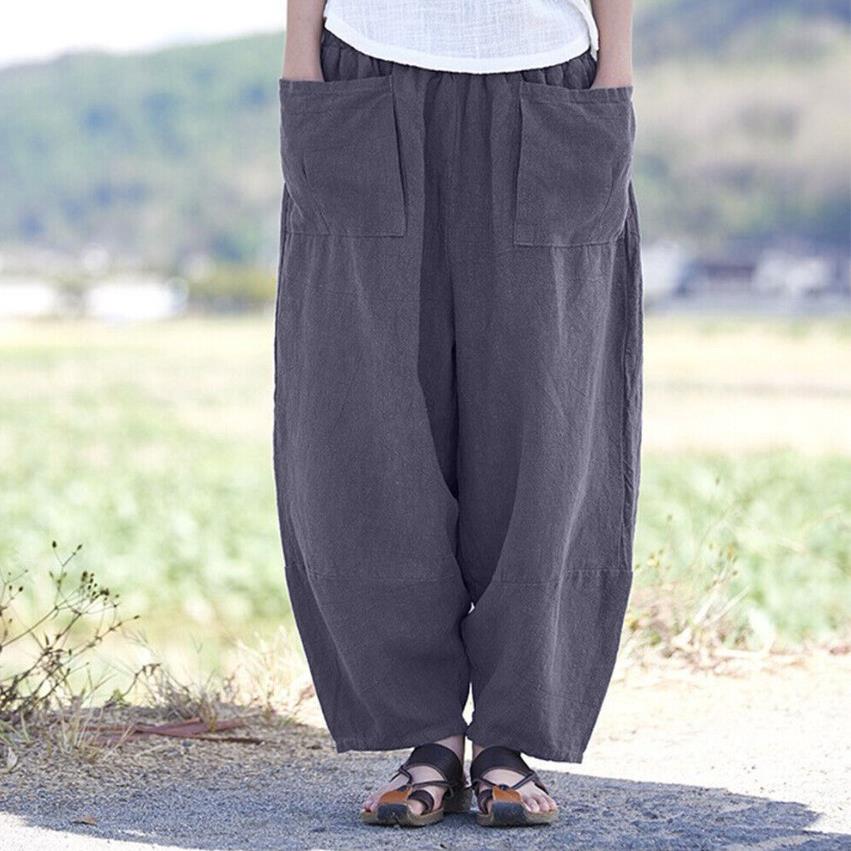 ladies pants casual linen and cotton loose womens linen and